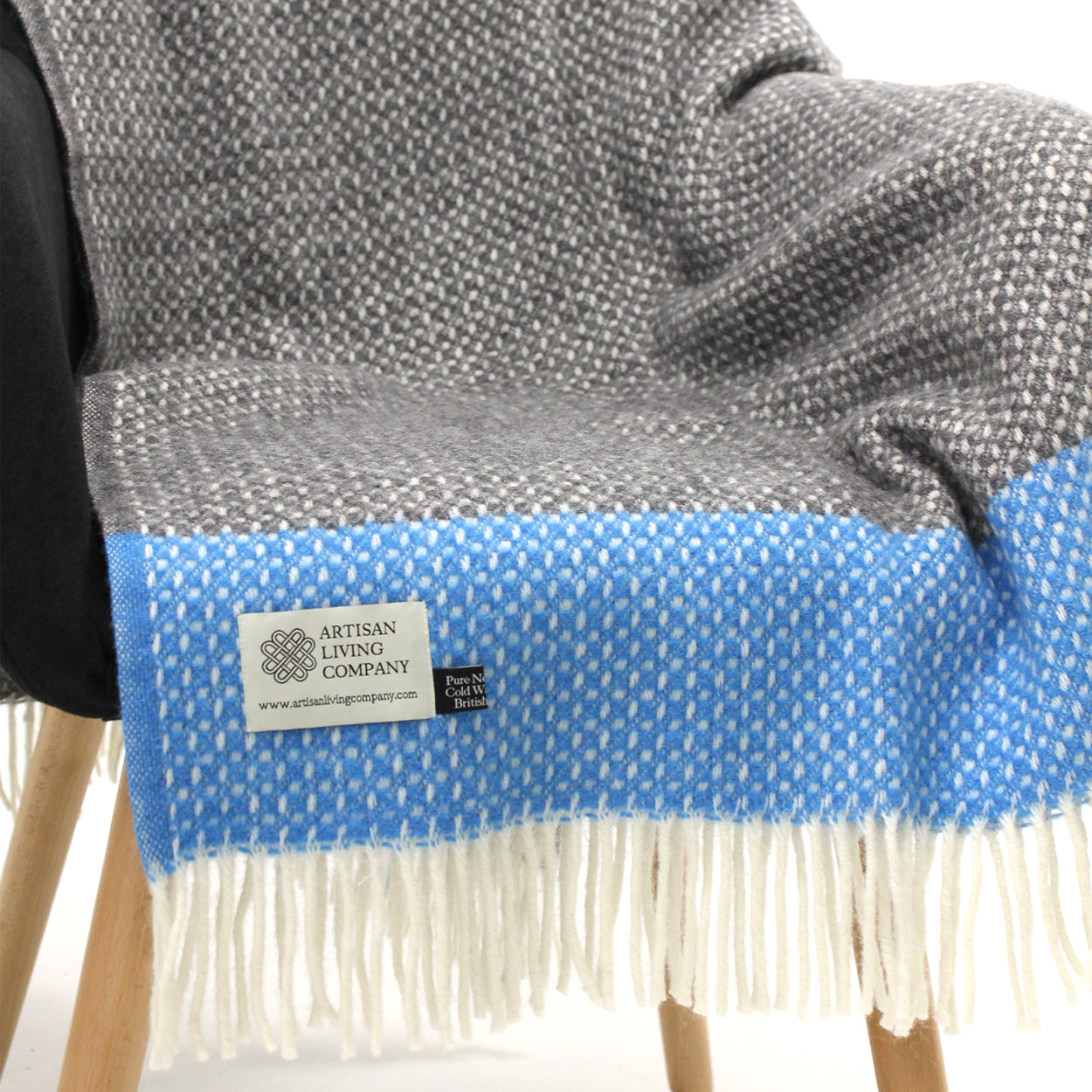 Crossweave Pure New Wool Throw - Malibu Blue