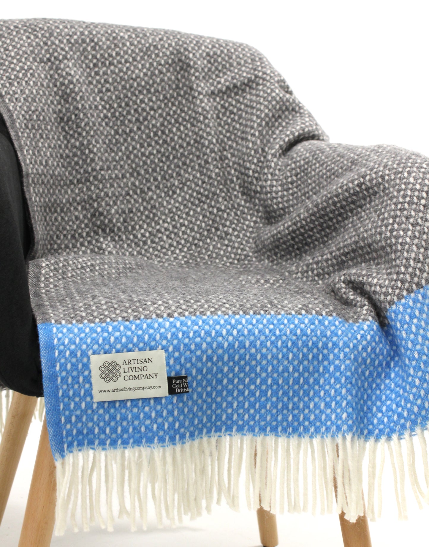 Crossweave Pure New Wool Throw - Malibu Blue