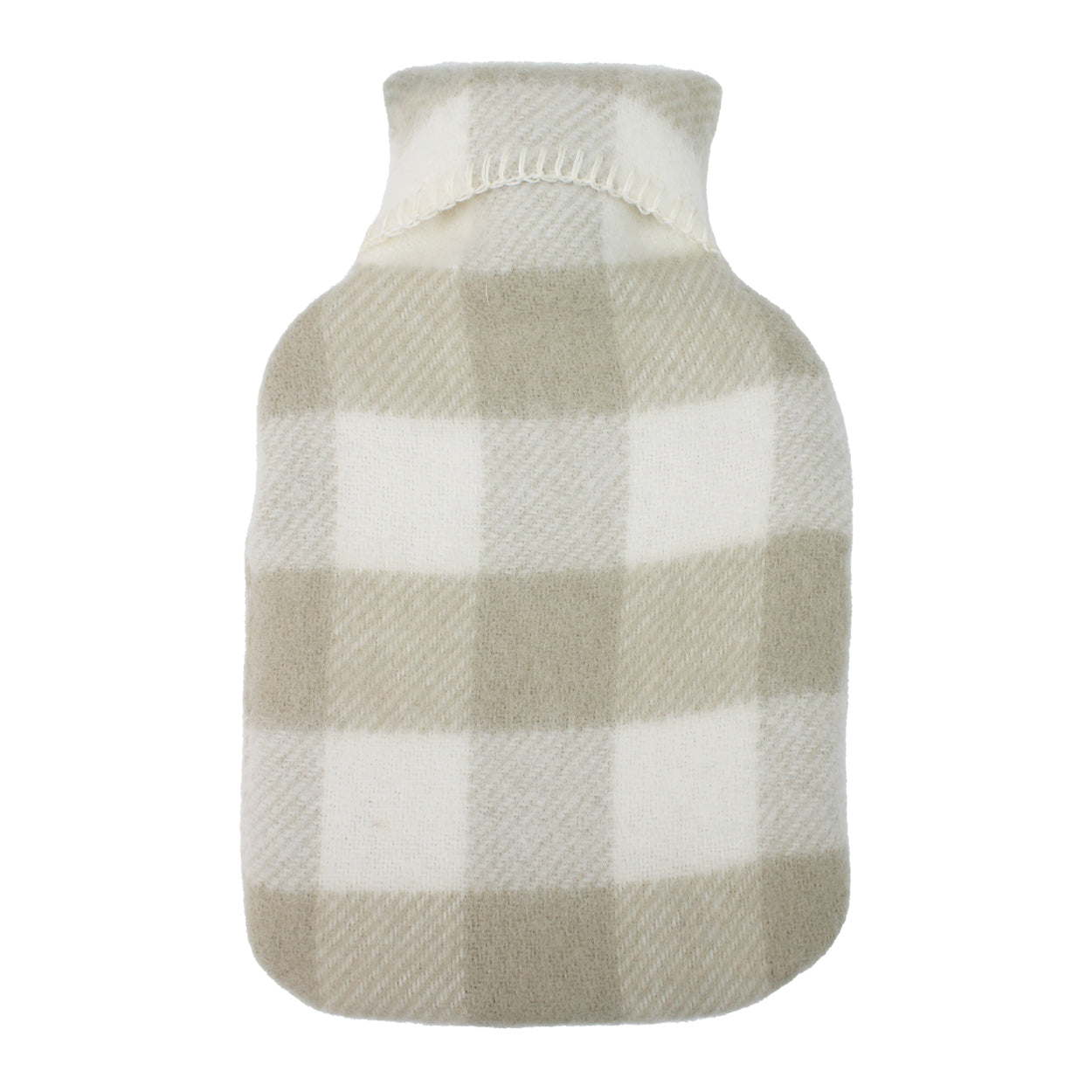 Buffalo Check Pure New Wool Hot Water Bottle - Oatmeal