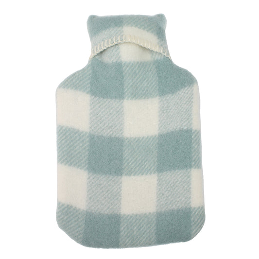 Buffalo Check Pure New Wool Hot Water Bottle - Ocean Blue