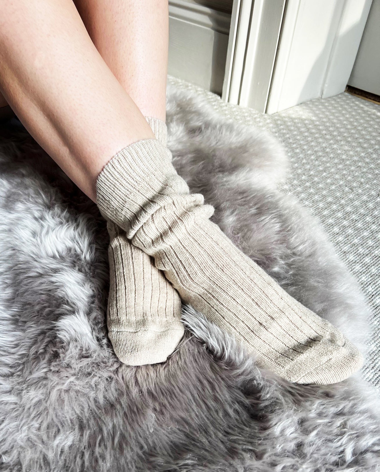 Cosy Merino Wool Socks - Beige