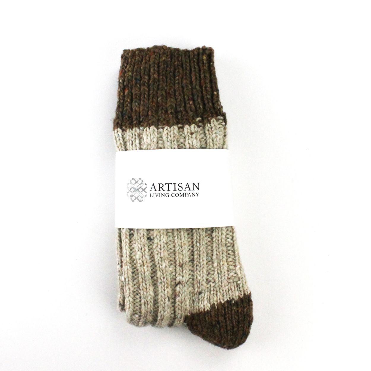 Cosy Pure New Wool Fleck Socks - Beige & Brown