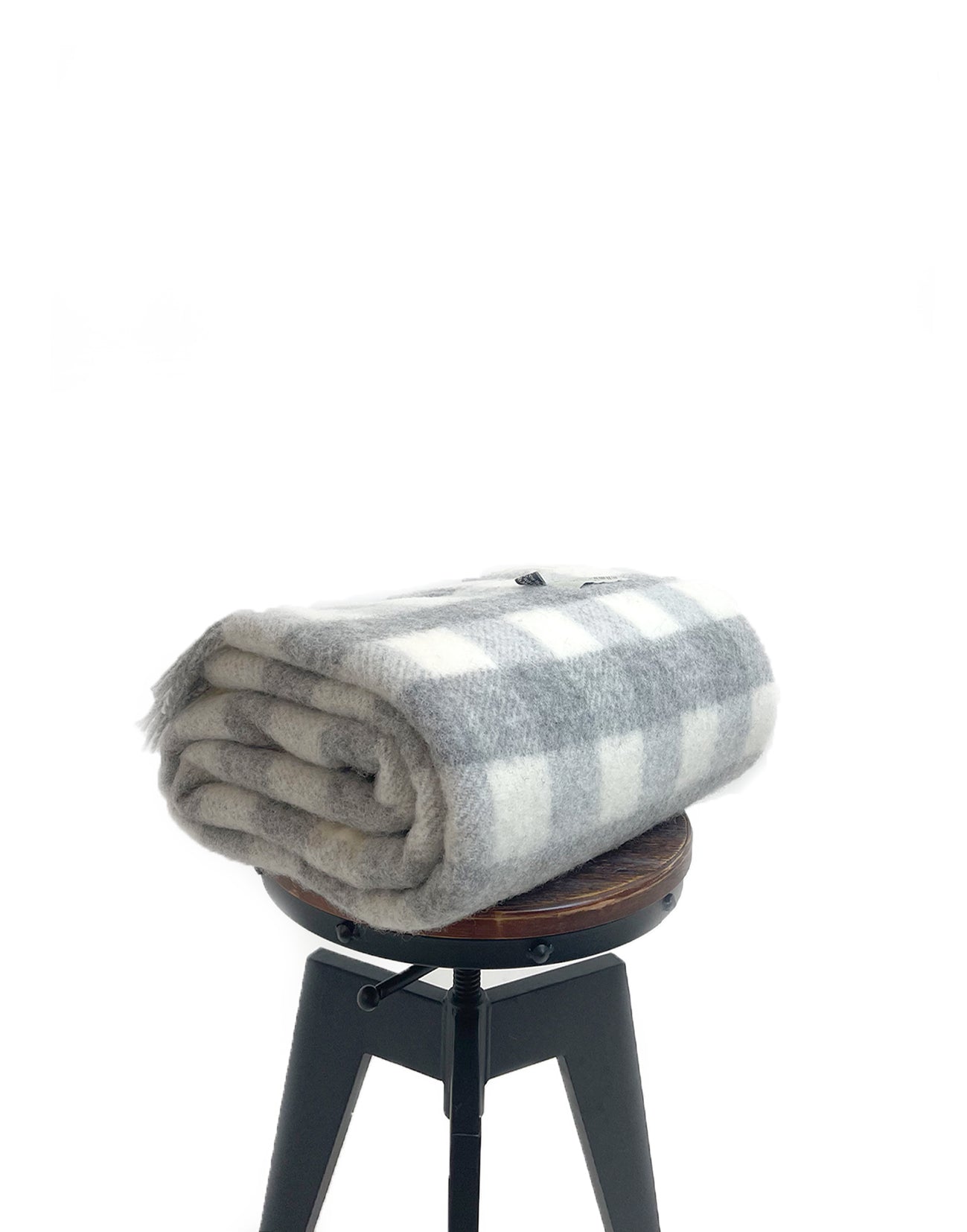 Buffalo Check Pure New Wool Throw - Grey