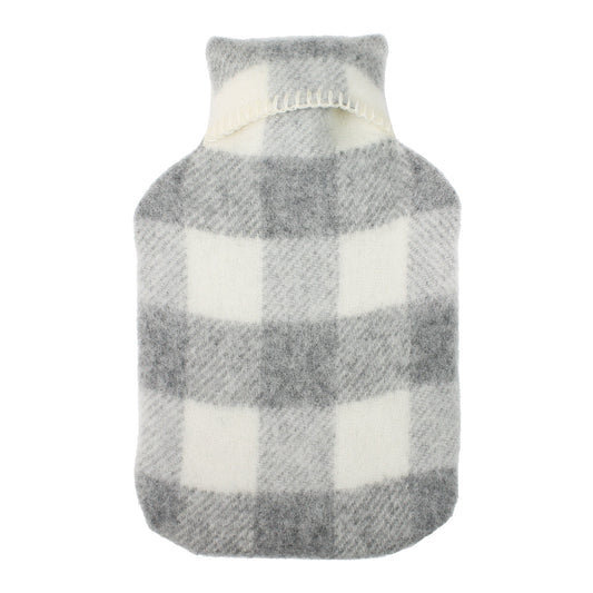 Buffalo Check Pure New Wool Hot Water Bottle - Grey