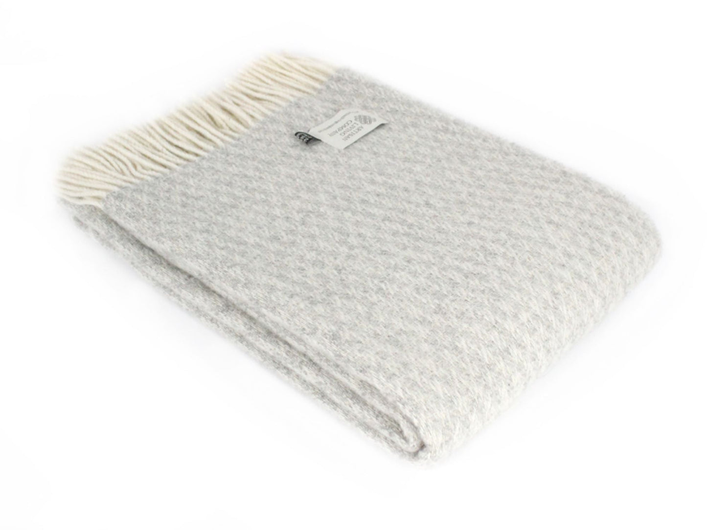 Crest Weave Pure New Wool Throw - Silver Grey