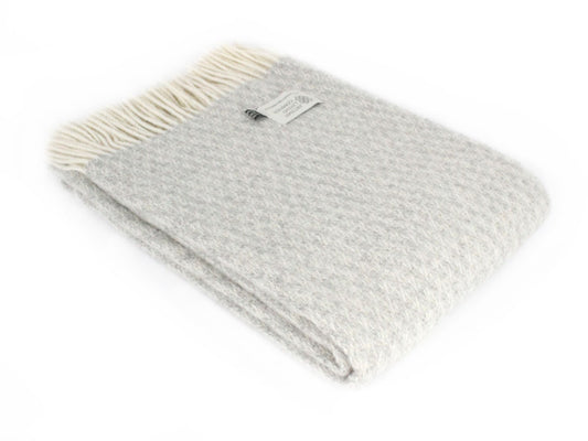 Crest Weave Pure New Wool Throw - Silver Grey