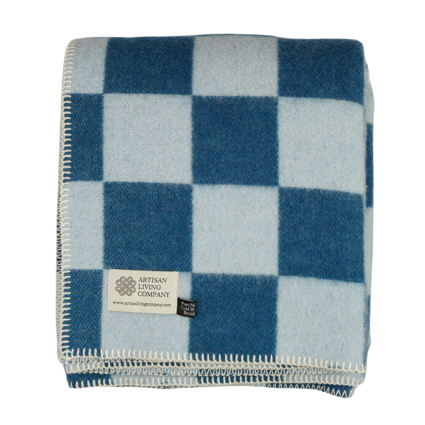 Extra Large Checked Throw - Coastal Blue