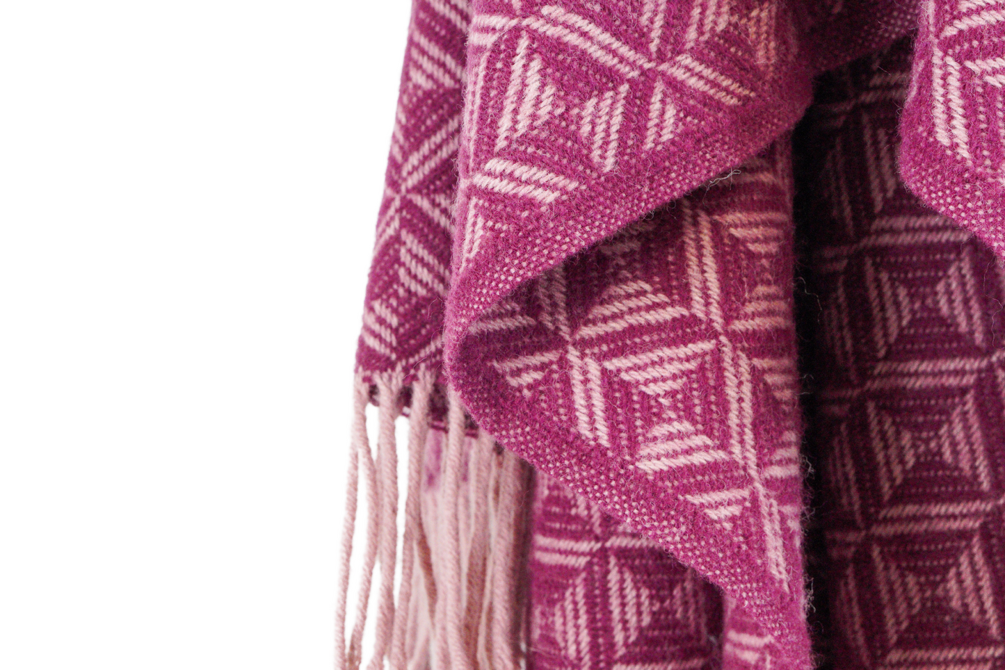 Extra Large Triangle Pure New Wool Throw - Burgundy & Dusky Pink