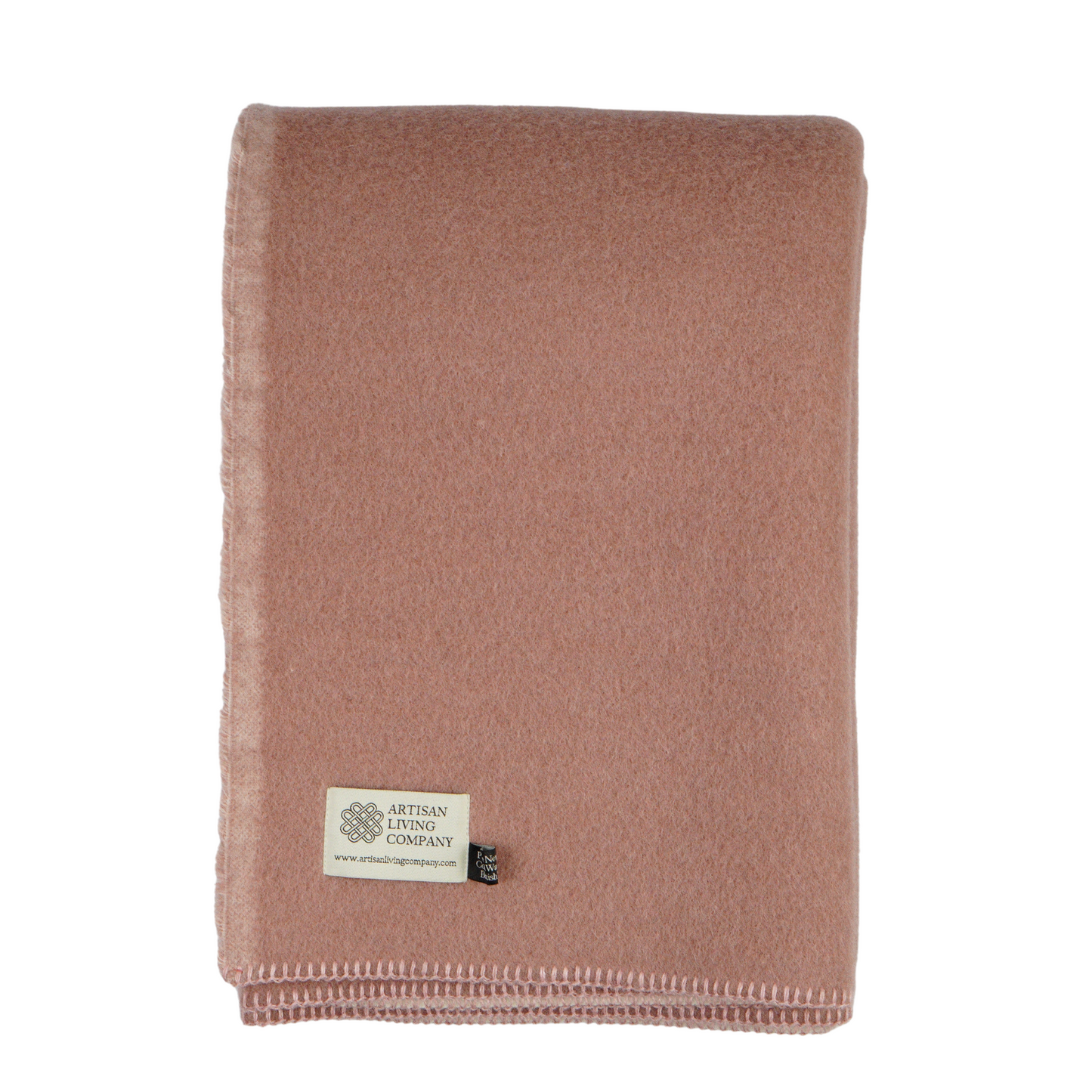 Extra Large Plain Reversible Pure New Wool Throw - Dusky Pink & Cream