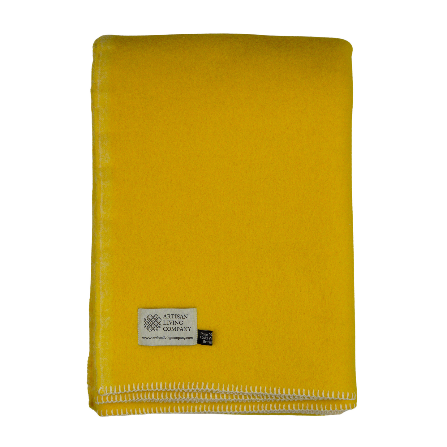 Extra Large Plain Reversible Pure New Wool Throw - Yellow & Cream