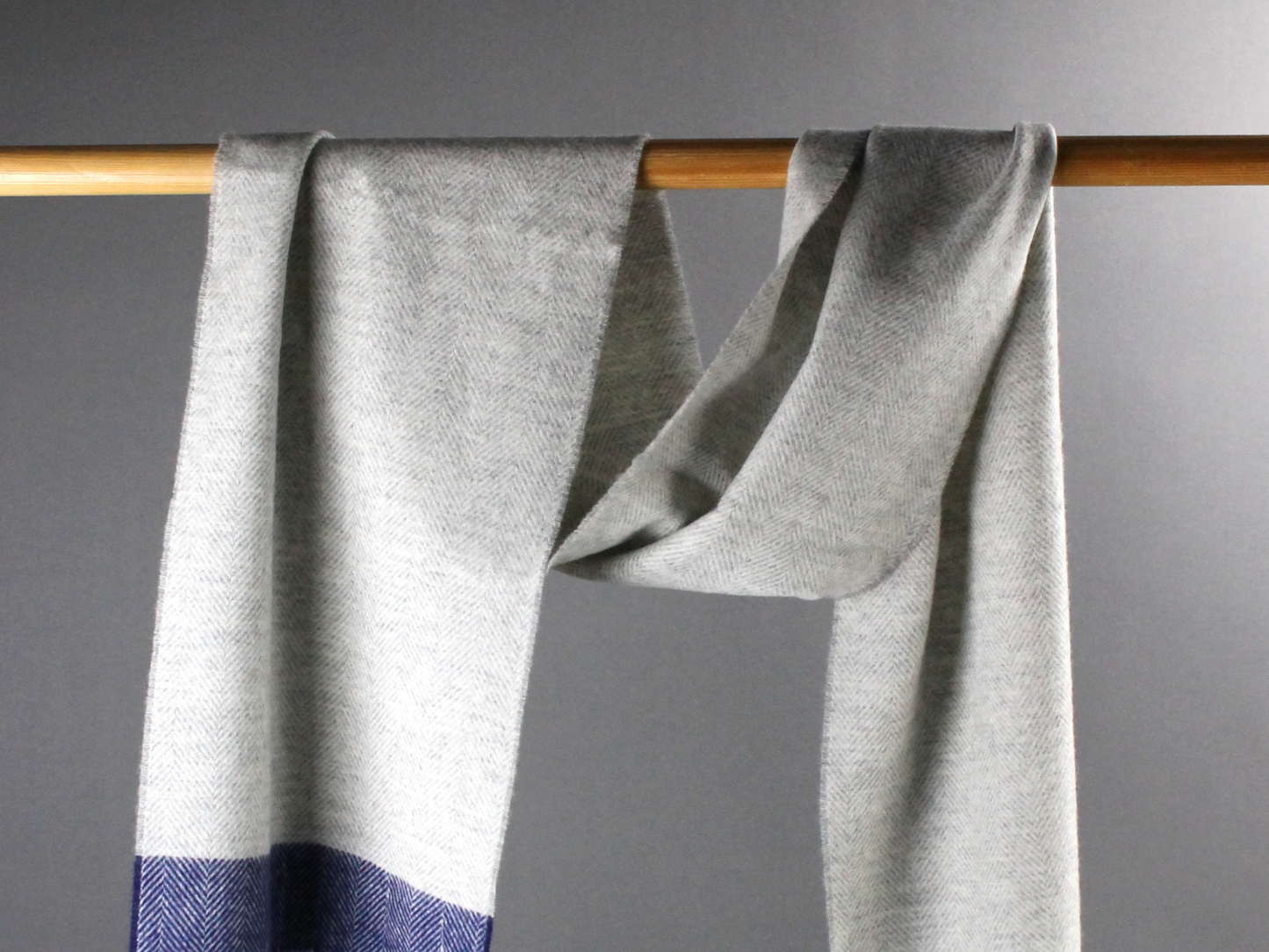 Lambswool Herringbone Scarf - Grey & Navy