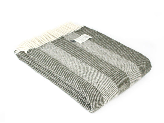 Bold Stripe Pure New Wool Throw - Olive