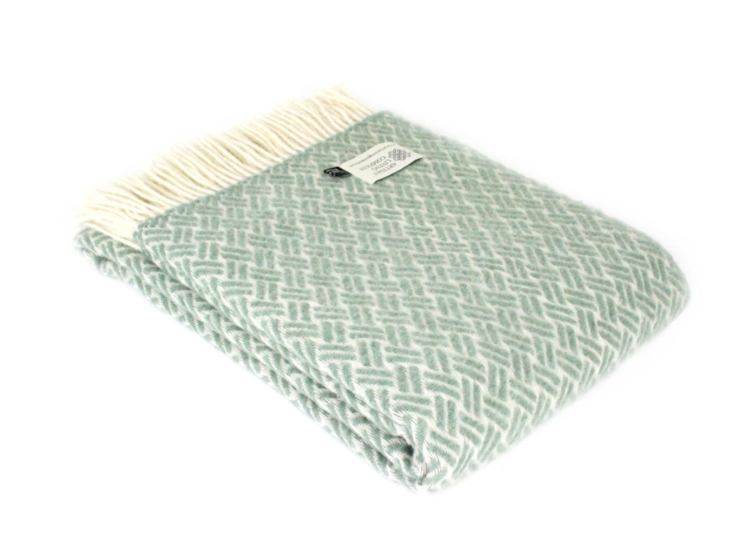 Hatch Weave Pure New Wool Throw - Sea Green