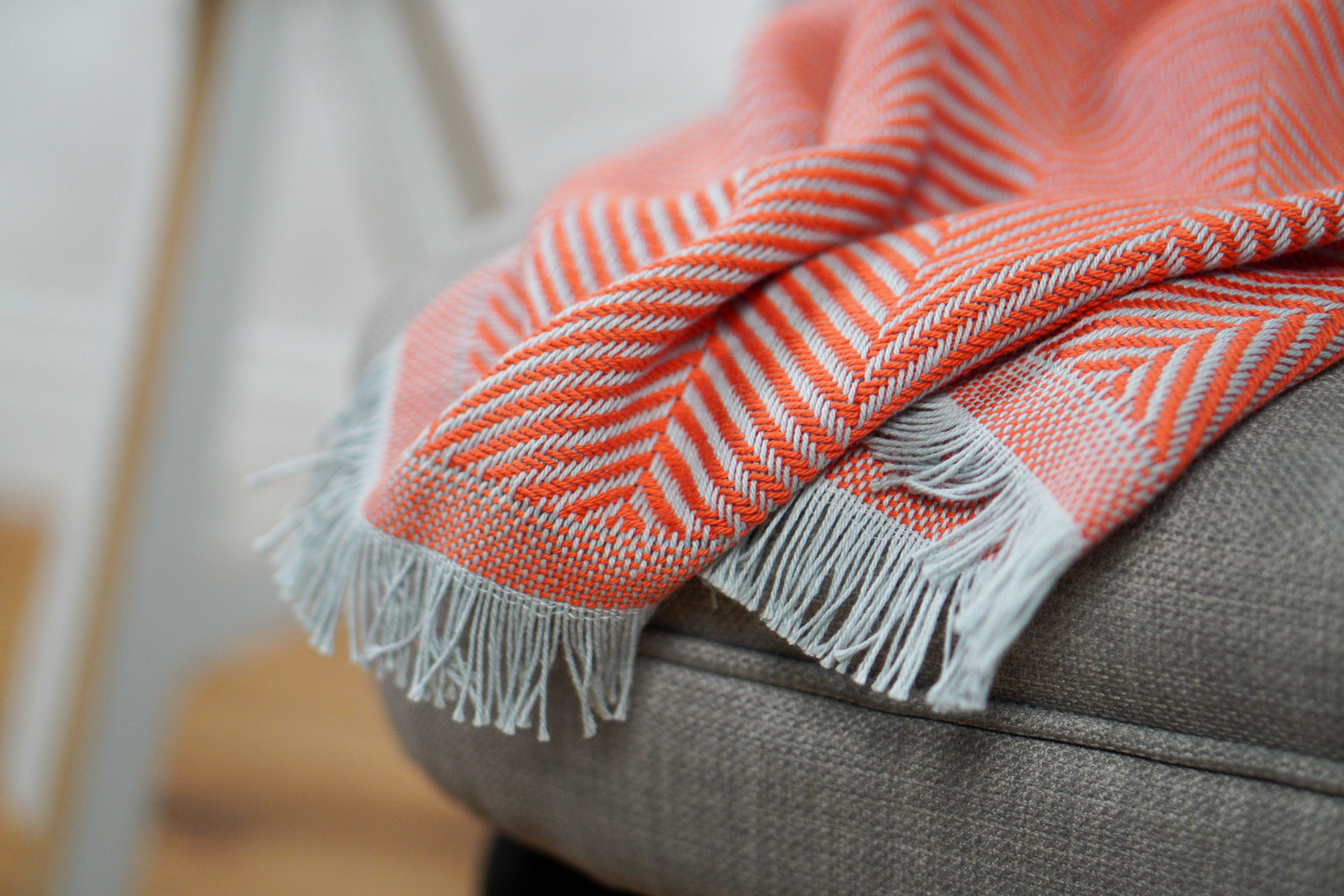 Herringbone Cotton Throw – Orange