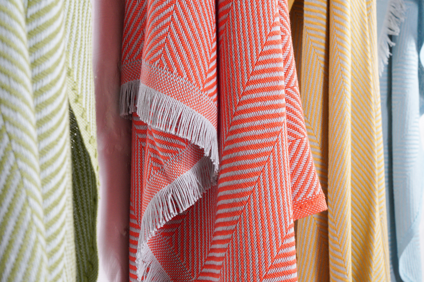 Herringbone Cotton Throw – Orange