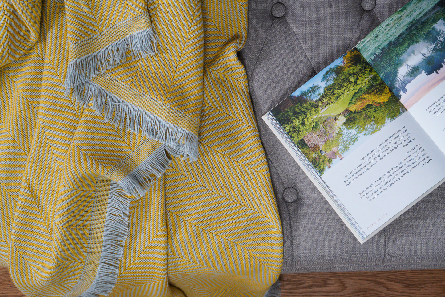 Herringbone Cotton Throw – Yellow