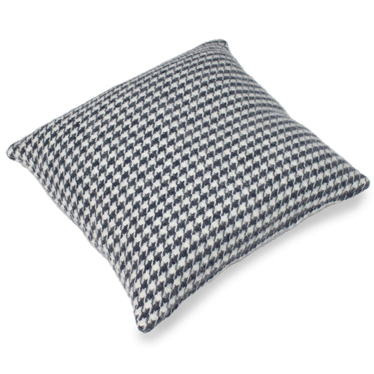 Houndstooth Pure New Wool Cushion - Navy