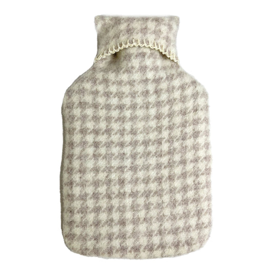 Houndstooth Pure New Wool Hot Water Bottle - Hazel