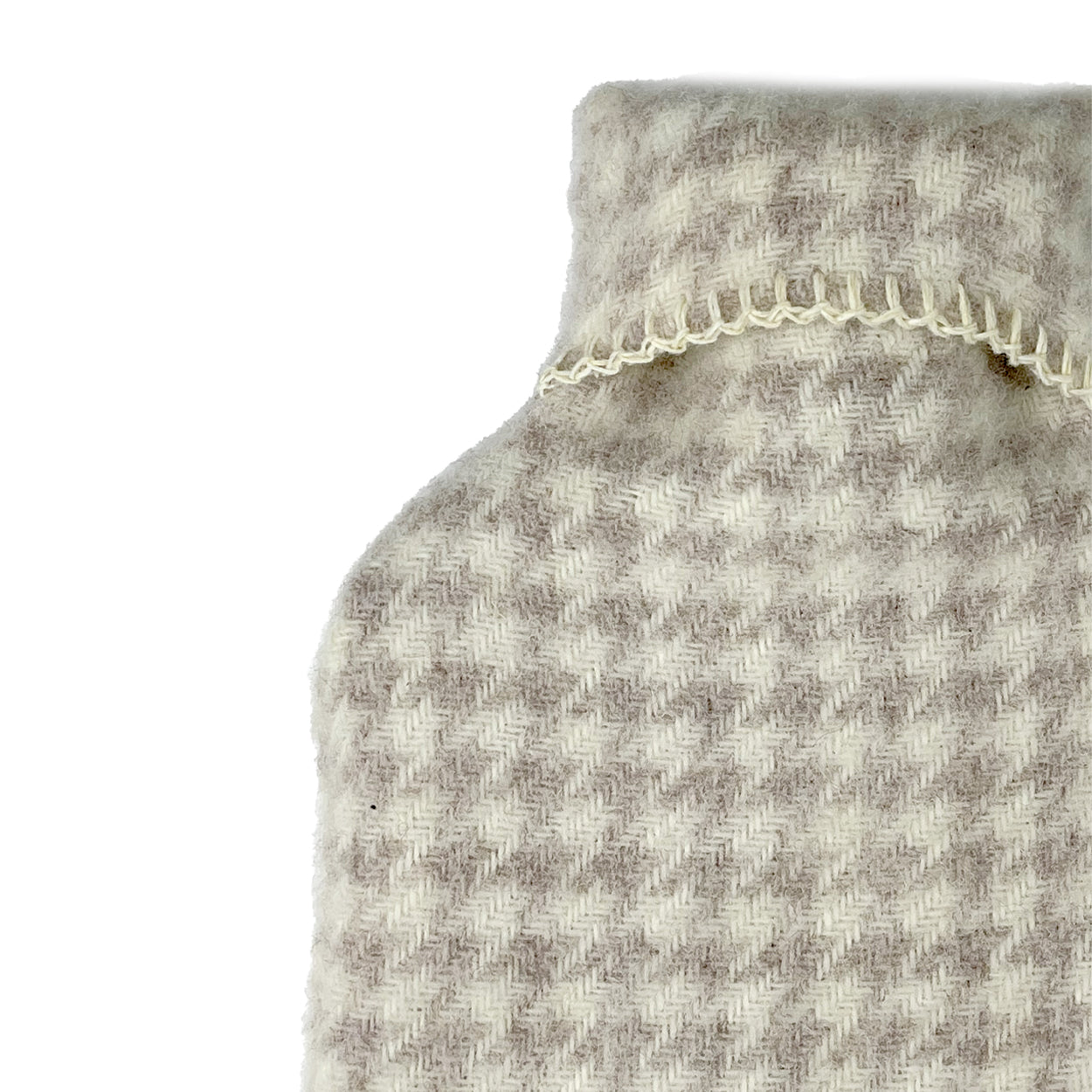 Houndstooth Pure New Wool Hot Water Bottle - Hazel