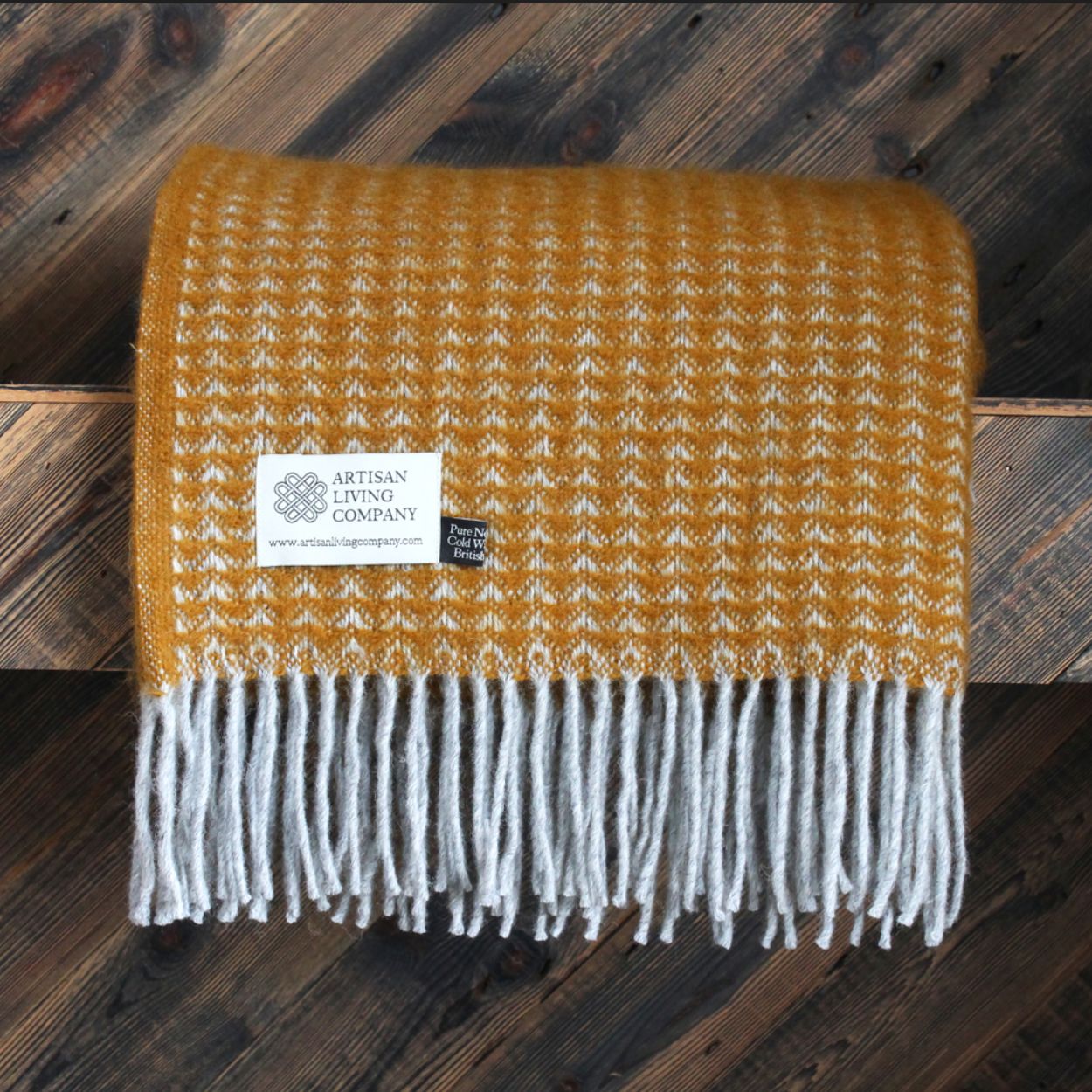 Mountain Top Pure New Wool Throw - Mustard