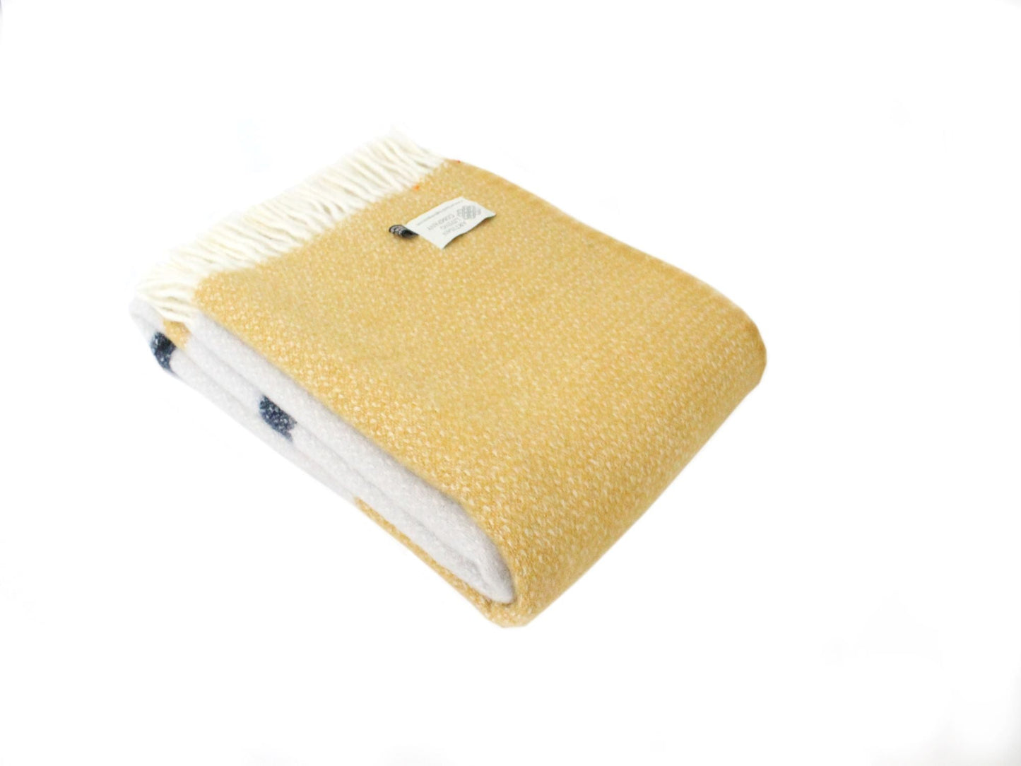 Stripe Pure New Wool Throw - Mustard, Navy & White