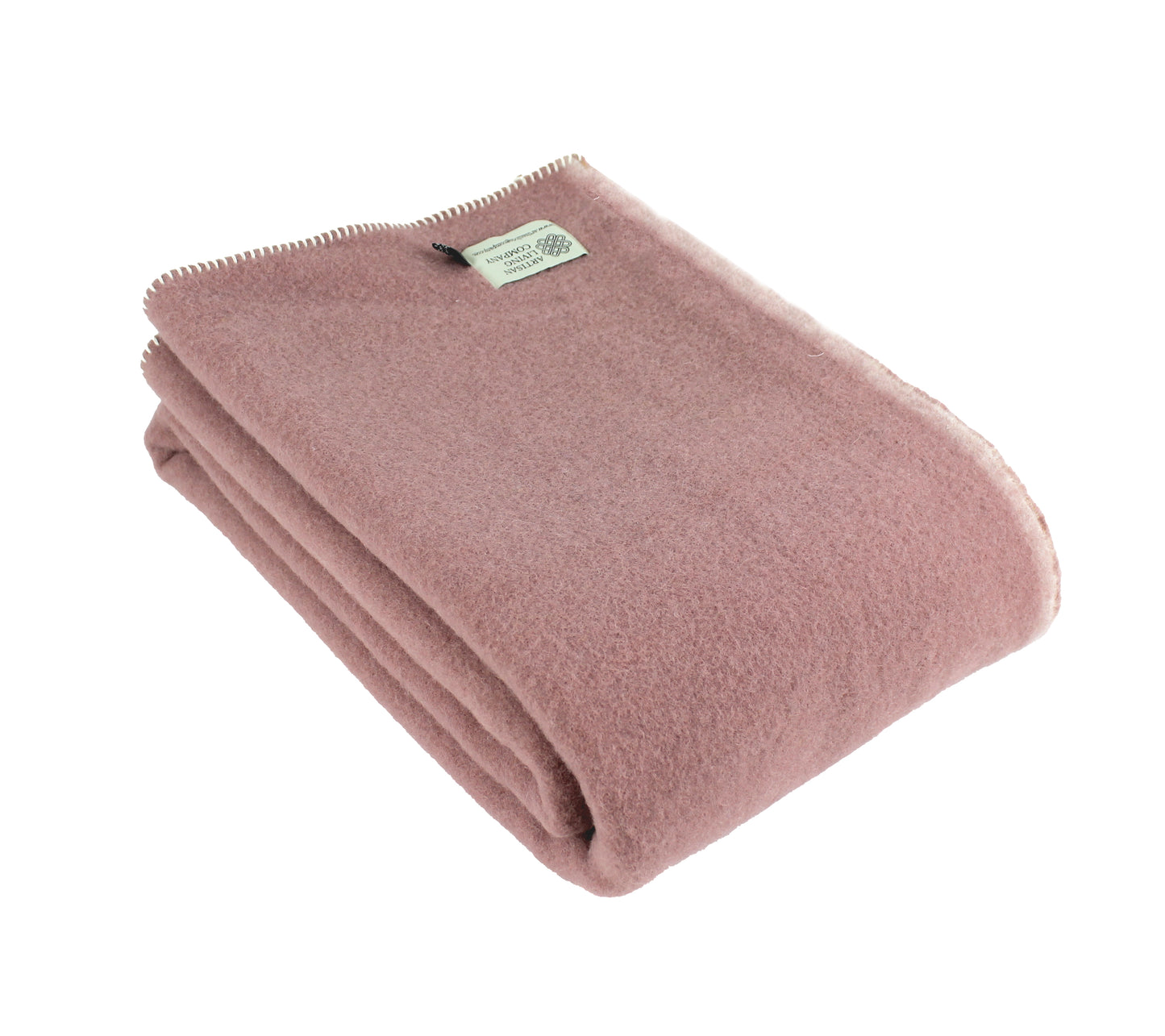 Extra Large Plain Reversible Pure New Wool Throw - Dusky Pink & Cream