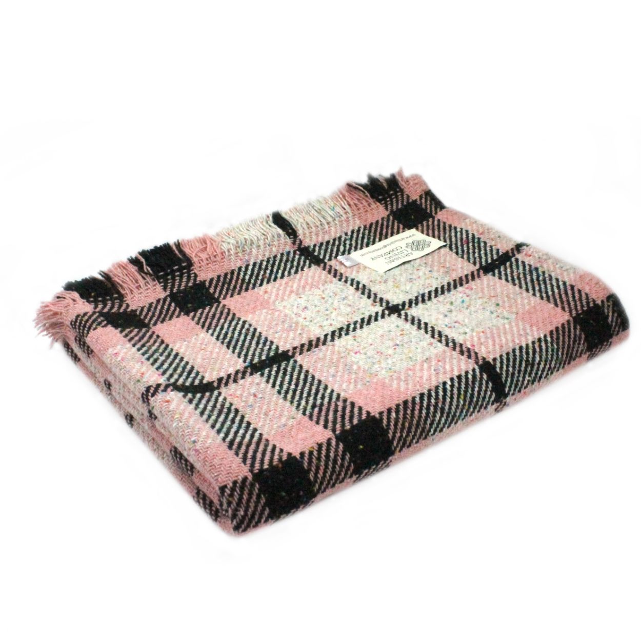 Recycled Wool Throw - Pink Check