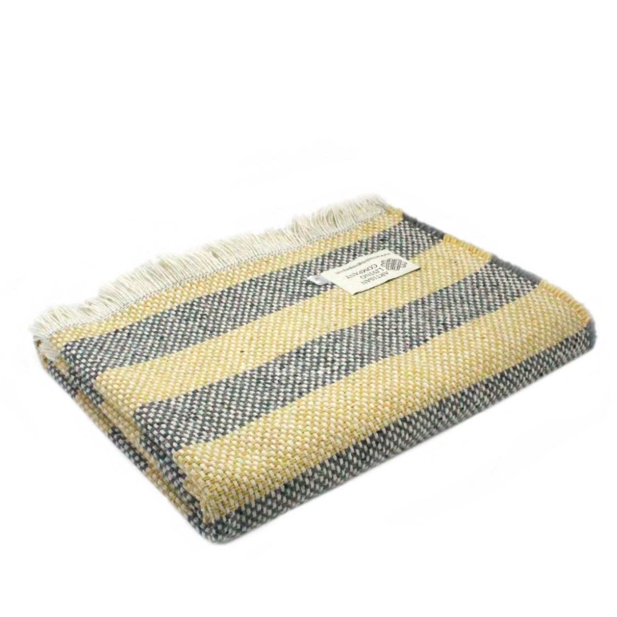 Recycled Wool Throw - Yellow & Grey Stripe