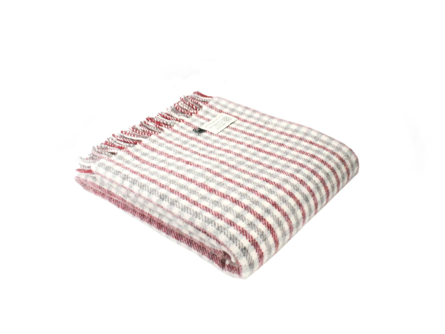 Check Pure New Wool Throw - Red & Grey