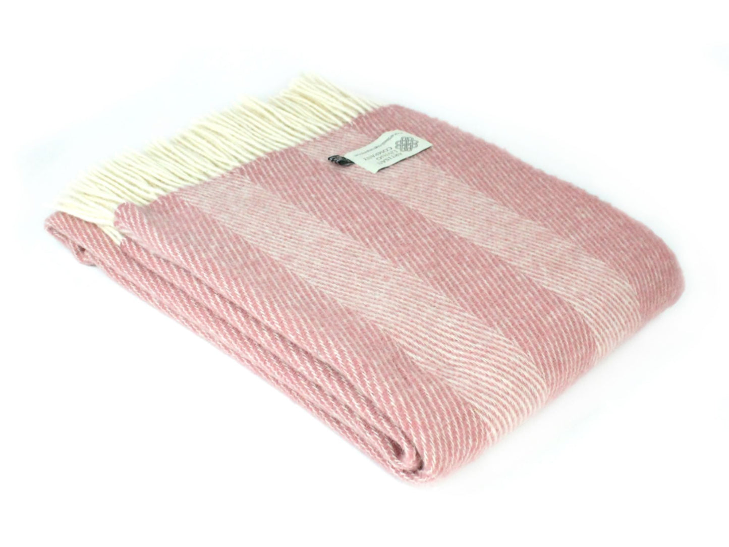 Bold Stripe Pure New Wool Throw - Dusky Pink