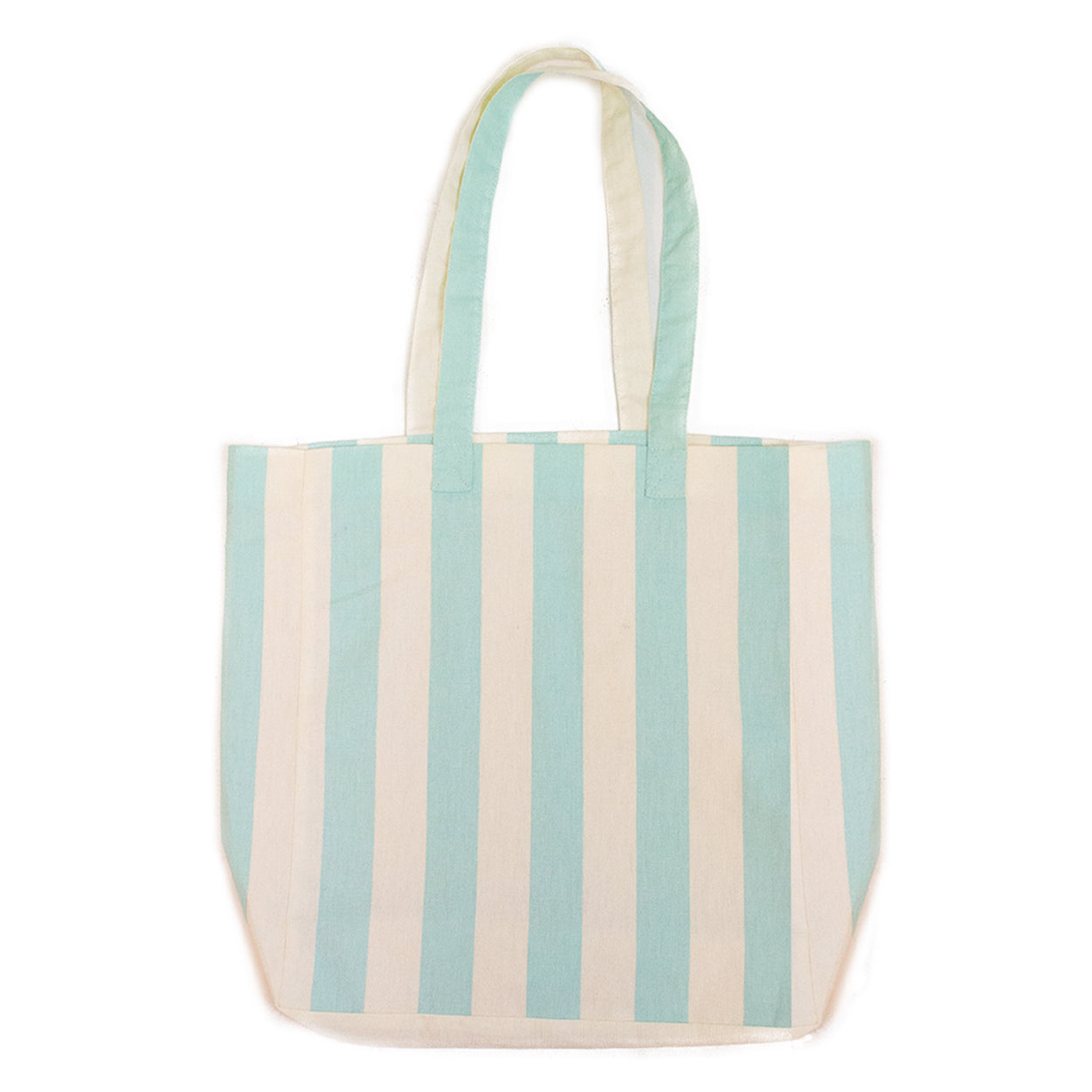 Striped Cotton Shopper Bag - Light Blue