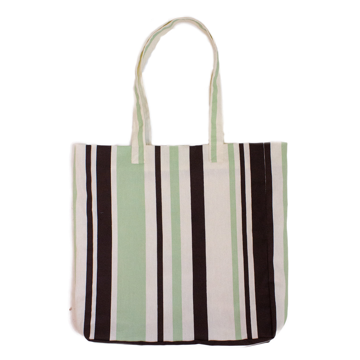 Striped Cotton Shopper Bag - Mint & Chocolate