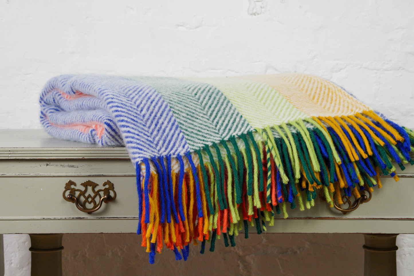 Wide Stripe Rainbow Pure New Wool Throw