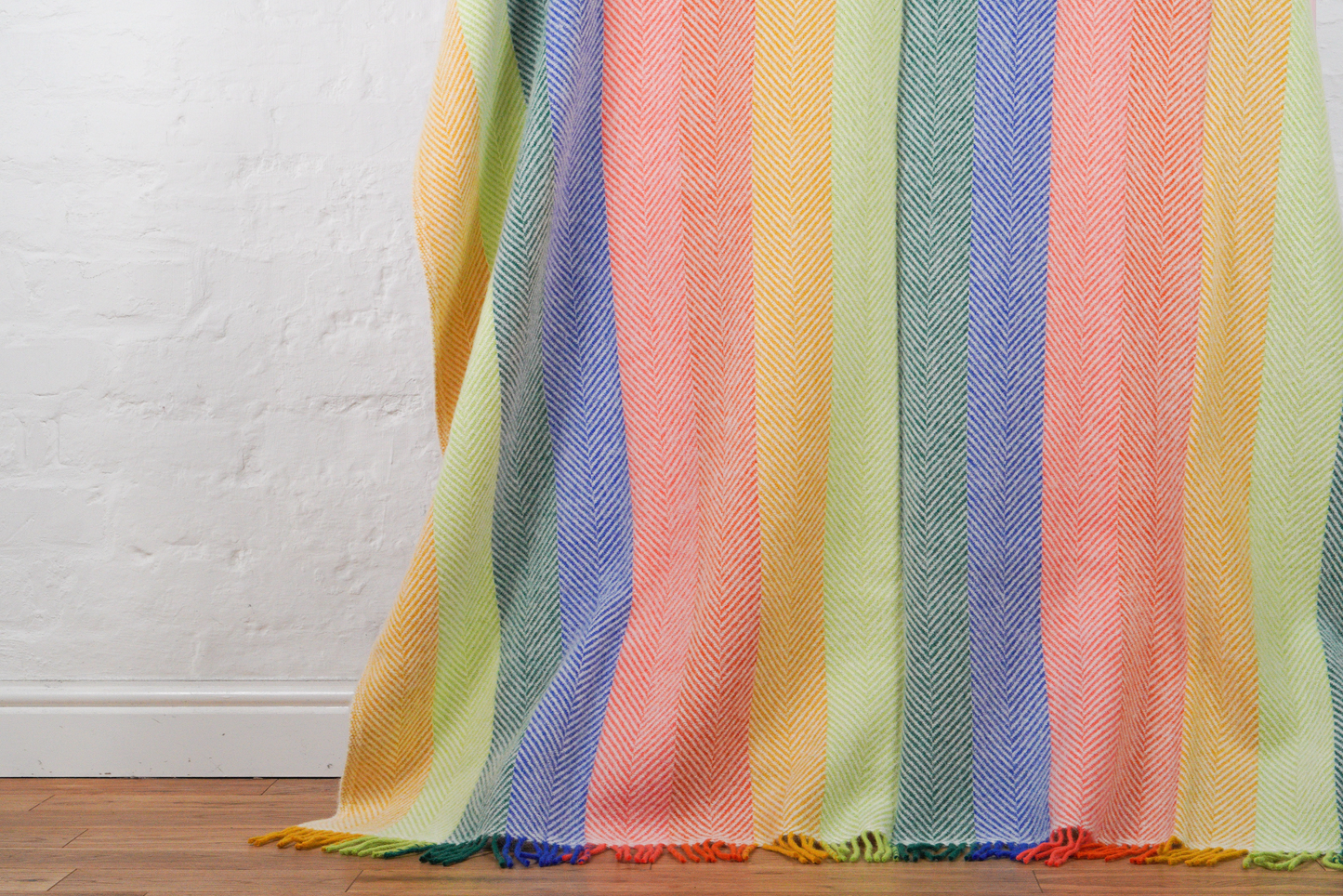 Wide Stripe Rainbow Pure New Wool Throw