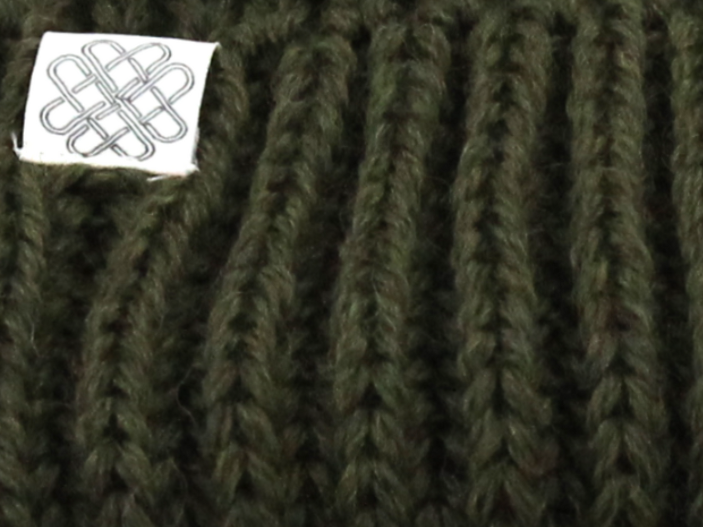 Pure New Wool Beanie Hat - Khaki Green